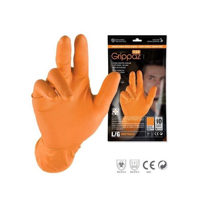 GRIPPAZ® Nitril werkhandschoenen - Oranje - Doos a 50 stuks