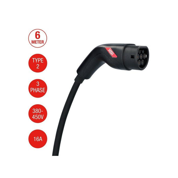 Carpoint Laadkabel elektrische auto Type 2 - 16A - 3ph - 6 M kabel