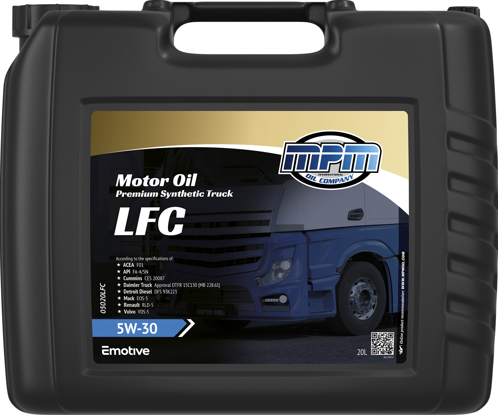 MPM Motorolie 5W30 Premium Synthetic LFC Truck | 20 Liter | 05000LFC