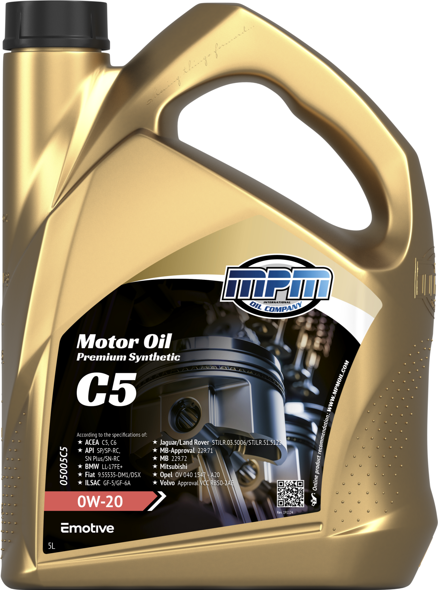 MPM Motorolie 0w20 C5 Premium Synthetic | 5 Liter | 05005C5