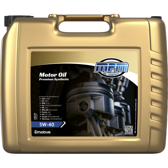 MPM 5W40 Motorolie premium synthetic  | 20 Liter | 05020