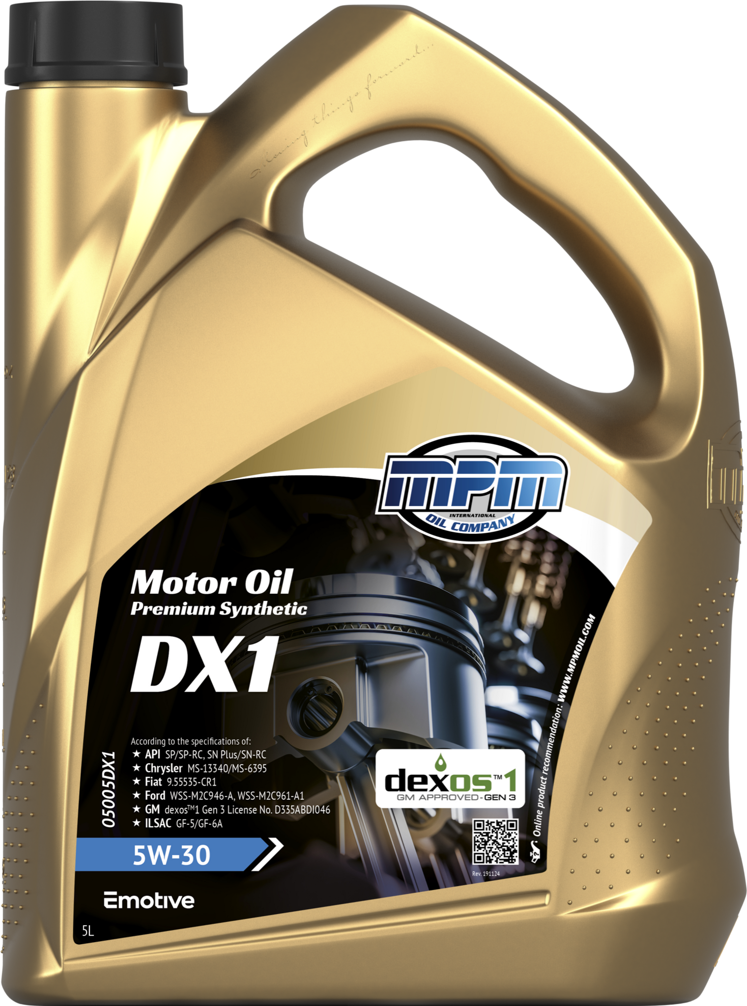 MPM MOTOR OLIE 5W-30 PREMIUM SYNTHETIC DX1 5 LITER 05005DX1