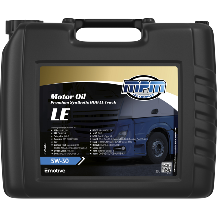 MPM Motorolie 5W30 Premium Synthetic Heavy Duty Diesel LE | 20 Liter | 05020LE