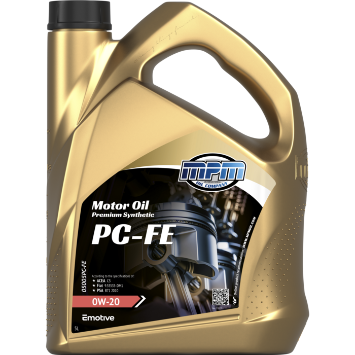 MPM Motorolie 0W-20 PC-FE Premium Synthetic - 5 LITER - 05005PC-FE