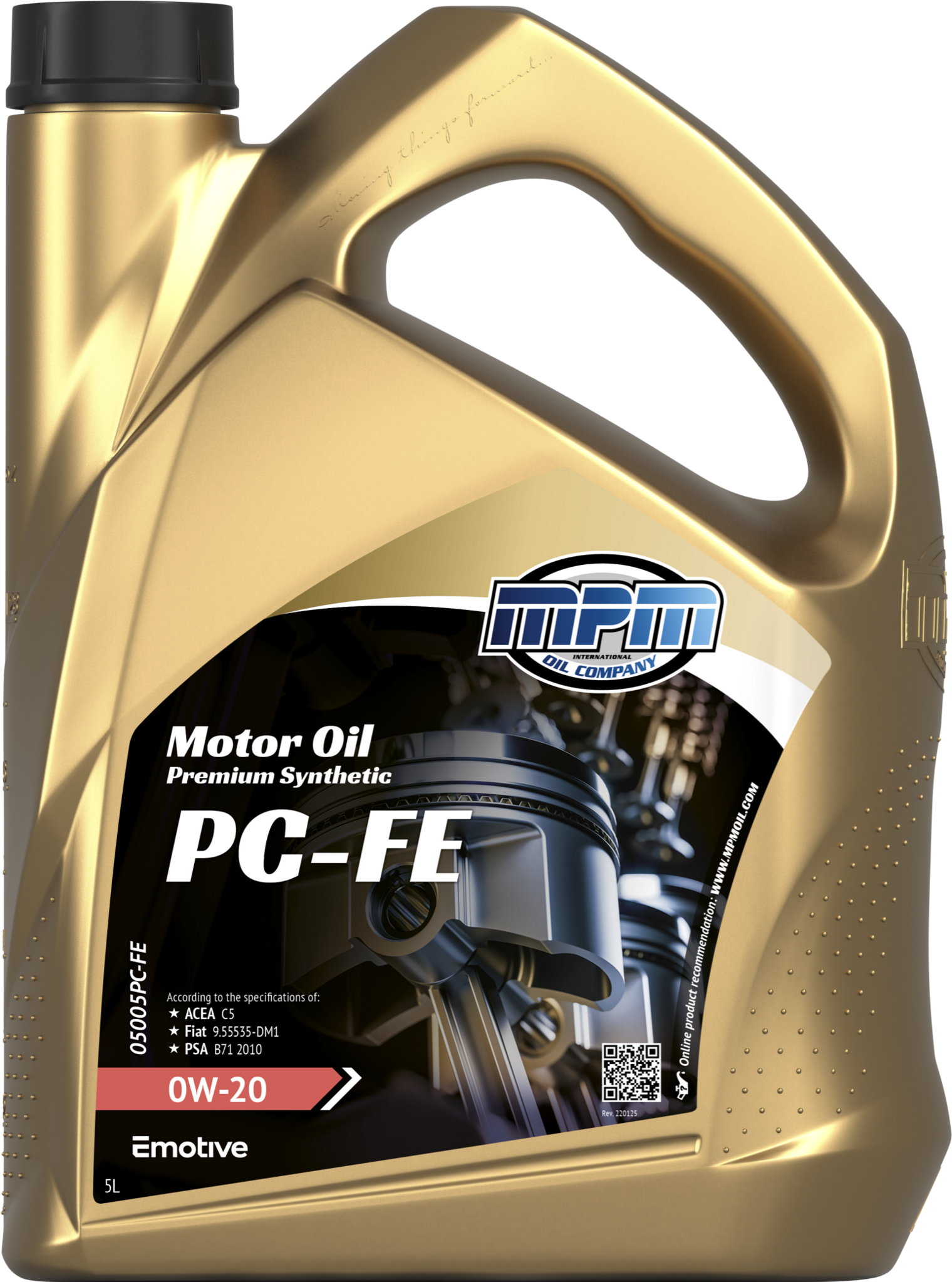 MPM Motorolie 0W-20 PC-FE Premium Synthetic - 5 LITER - 05005PC-FE