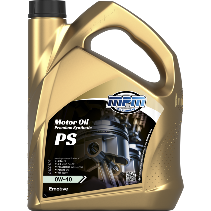 MPM Motorolie 0W40 PS Premium Synthetic I 05005PS I 5 liter