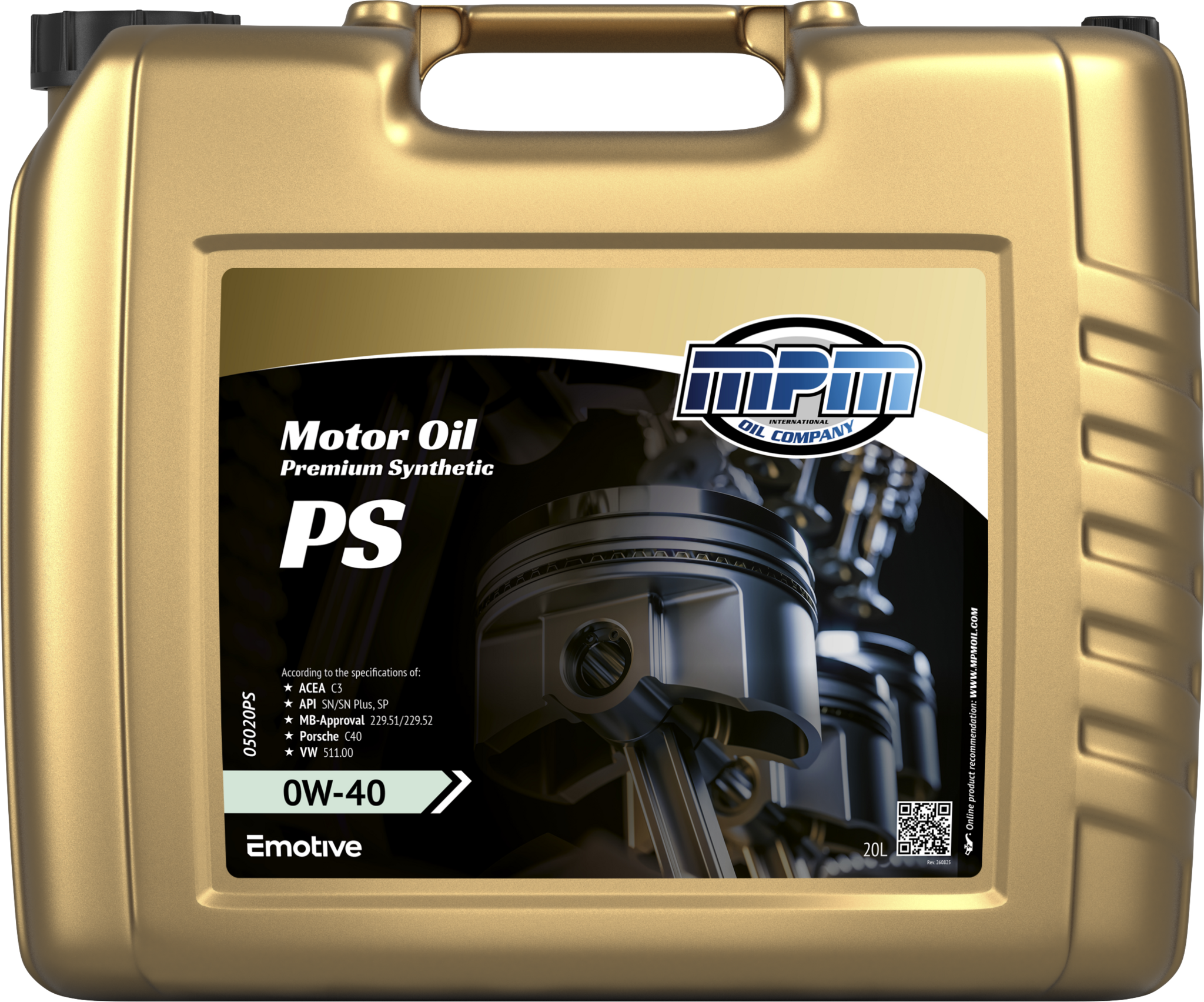 MPM Motorolie 0W40 PS Premium Synthetic PS | 20 Liter