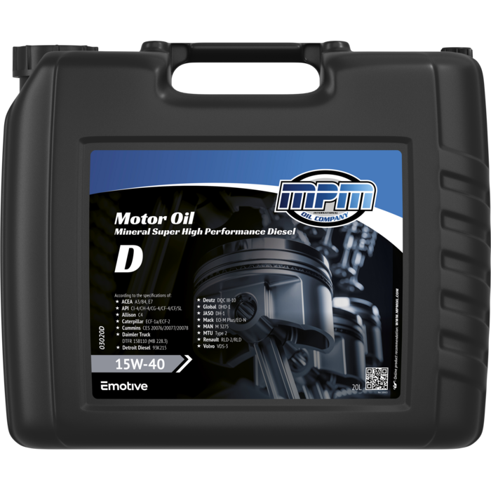 MPM Motorolie 15w40diesel high performance | 20 Liter | 03000D