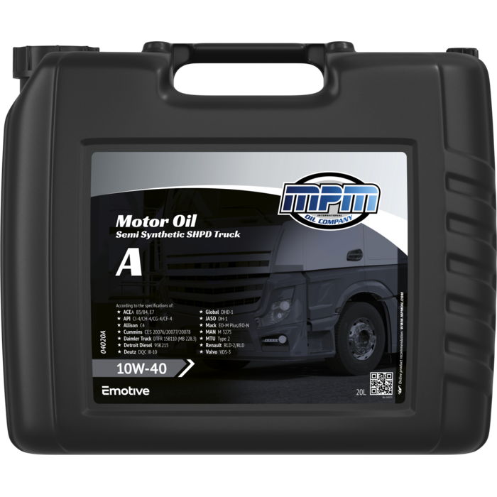 MPM Motorolie 10w40 Super High Performance Diesel Vrachtwagen Premium Synthetisch | 20 Liter | 04020A