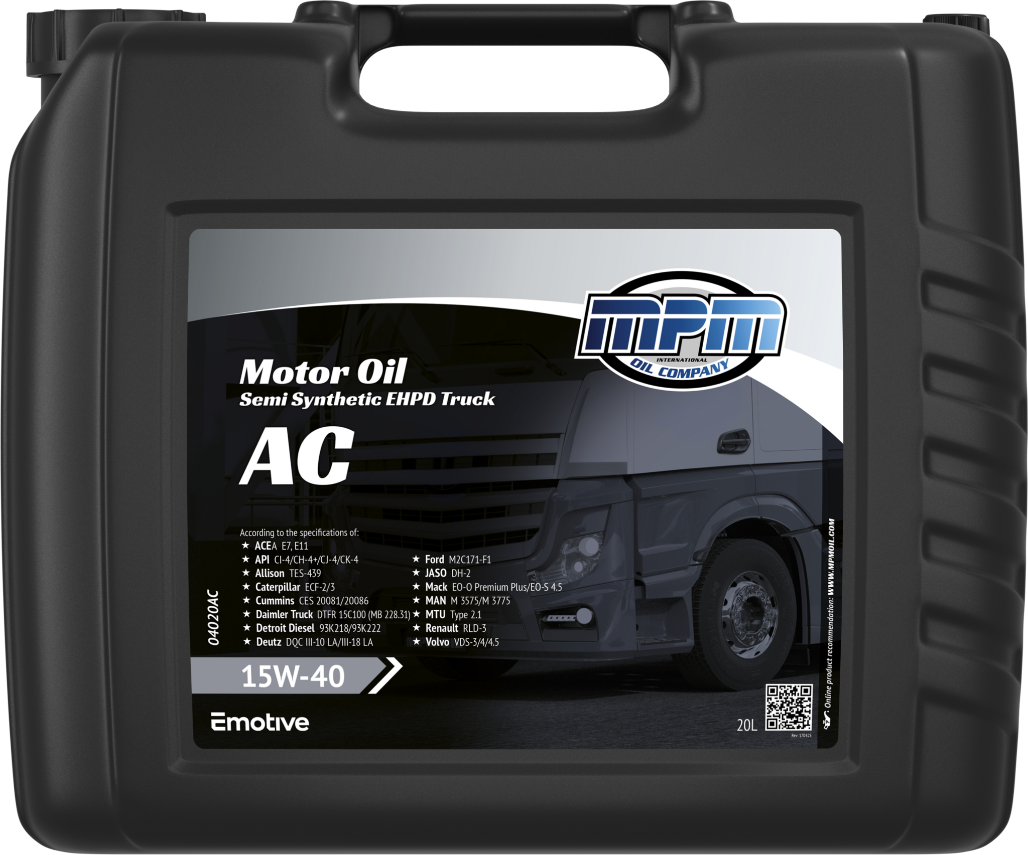 MPM 15w40 Motorolie Extra High Performance Diesel Vrachtwagen | 20L | 04020AC