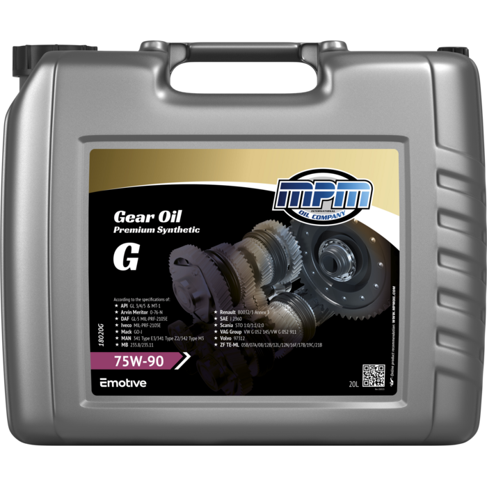 MPM Versnellingsbak Olie 75W90 GL3/4/5 Synthetisch TDL | 20 Liter | 18020G