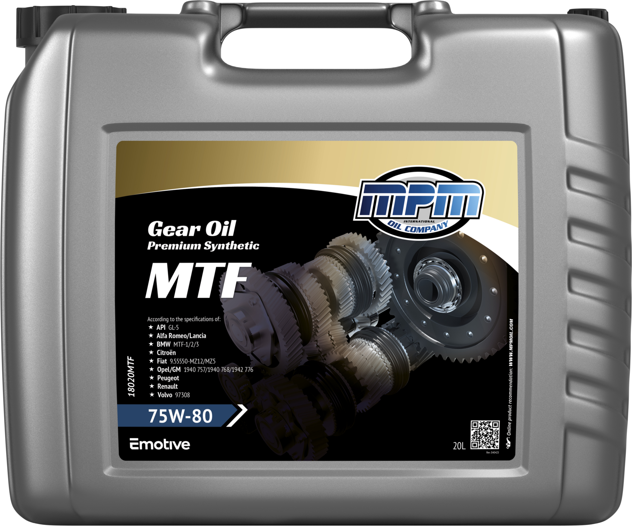 MPM Versnellingsbak Olie 75W80 GL5 Synthetisch MTF | 20 Liter | 18020MTF