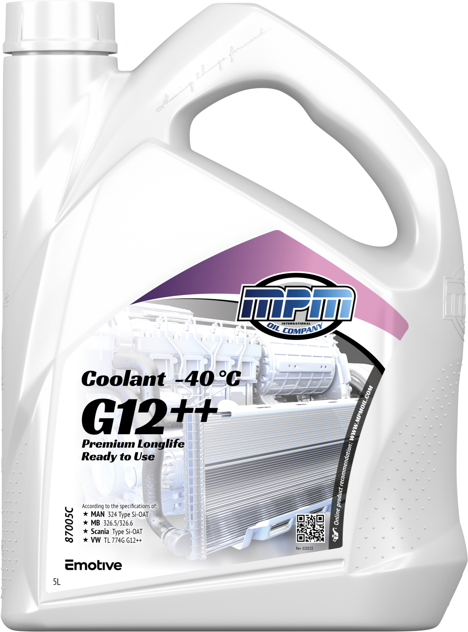 MPM Koelvloeistof -40C rood G12++ silicaat houdend I 5 liter I 87005C