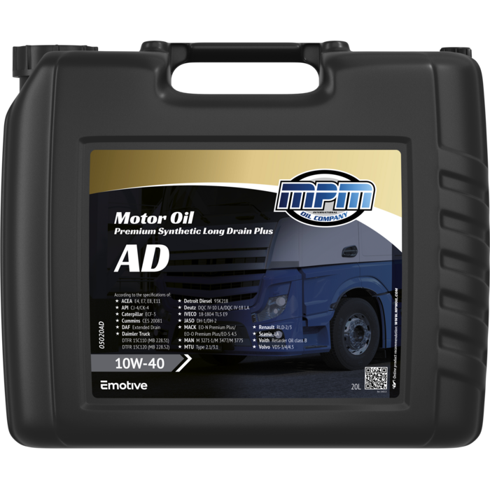 MPM Motorolie 10w40 Premium Synthetic Long Drain Plus | 20L | 05020AD