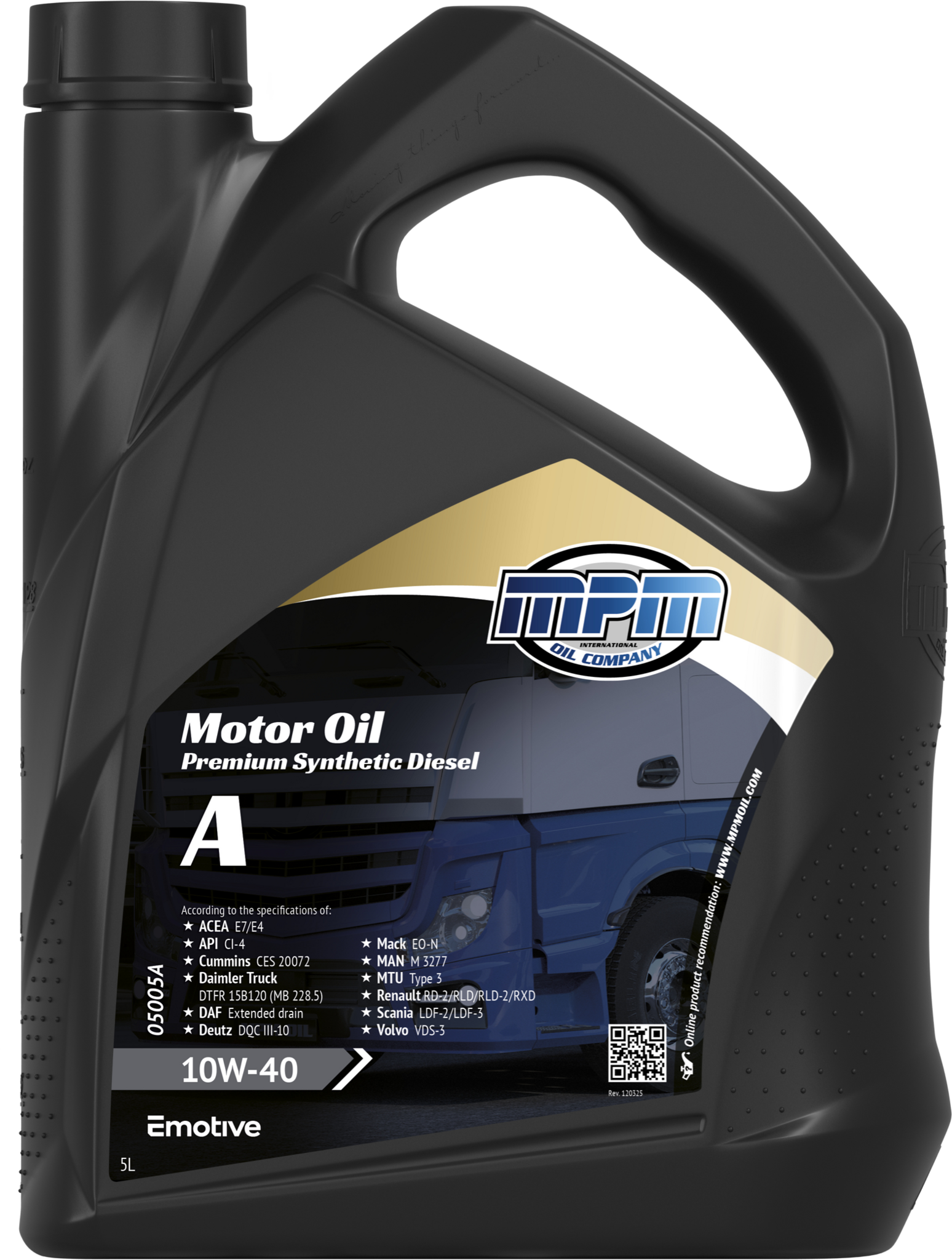 MPM Motorolie 10w40 Premium Synthetic Diesel | 5 Liter | 05005A