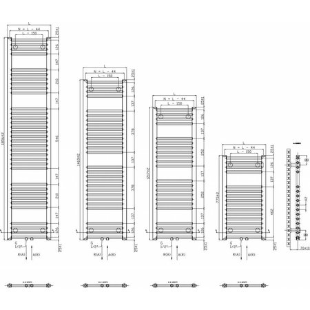 Thermrad Core-6 1217 hoog x 500 breed - wit
