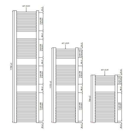 Thermrad Core-4 1172 hoog x 500 breed - chroom