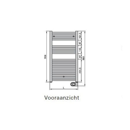 Zehnder Aura elektrisch 906 hoog x 500 breed - wit