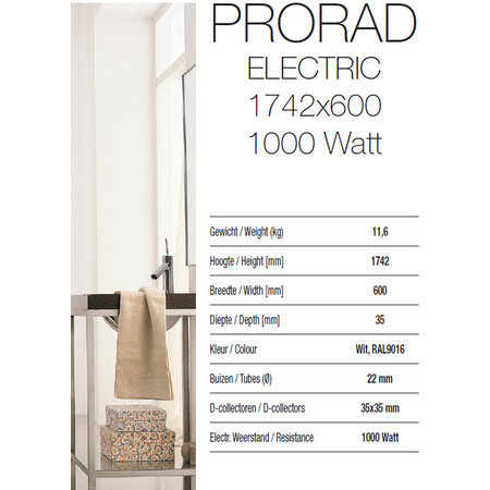 ProRad Electric 1742 hoog x 600 breed - wit