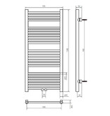 Thermrad Tone 1200 hoog x 550 breed - matzwart