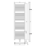 Thermrad Tone 1800 hoog x 550 breed - matzwart