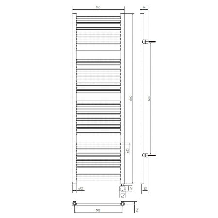 Thermrad Tone-E elektrisch 1800 hoog x 550 breed - matzwart
