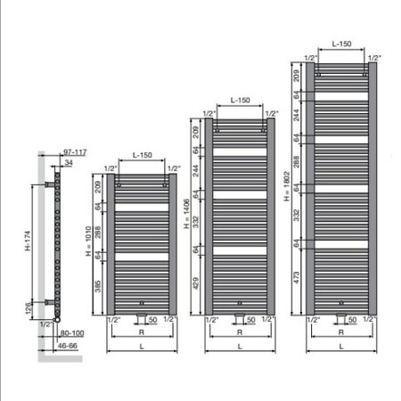 Vasco Prado HX designradiator 1406 hoog x 600 breed - wit