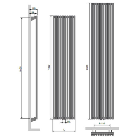 Vasco Vertiline CA radiator 1800 hoog x 390 breed - wit