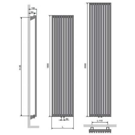 Vasco Vertiline CA radiator 2000 hoog x 550 breed - wit