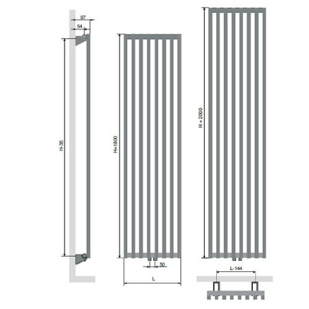Vasco Vertiline VC radiator 1800 hoog x 445 breed - antraciet