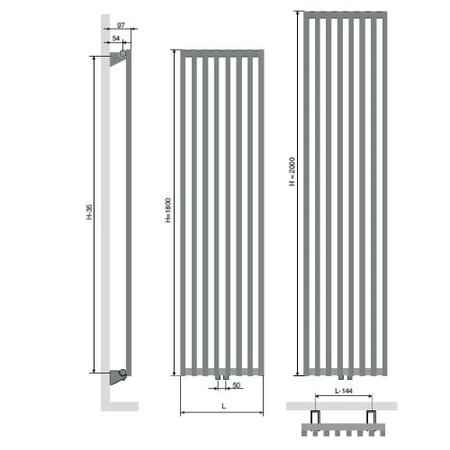 Vasco Vertiline VC radiator 1800 hoog x 685 breed - antraciet
