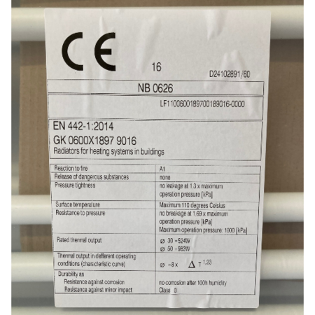 Vasco GK handdoekradiator 1897 hoog x 600 breed - wit