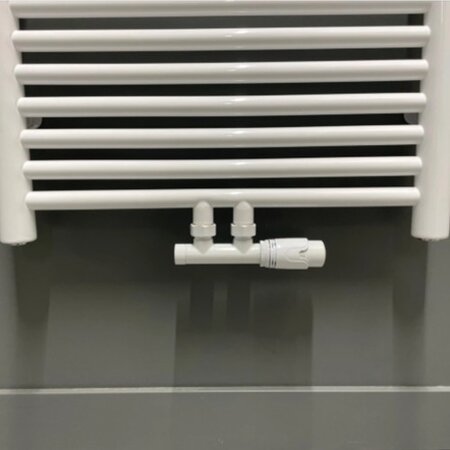 Thermrad H-blok haaks met thermostaatkop Wit