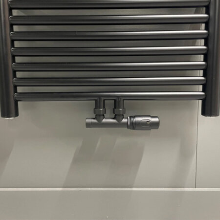 Thermrad H-blok haaks met thermostaatkop Matzwart
