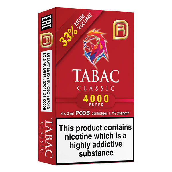 Tabac NanoStix Pods- Classic 4000puff - 4Pcs
