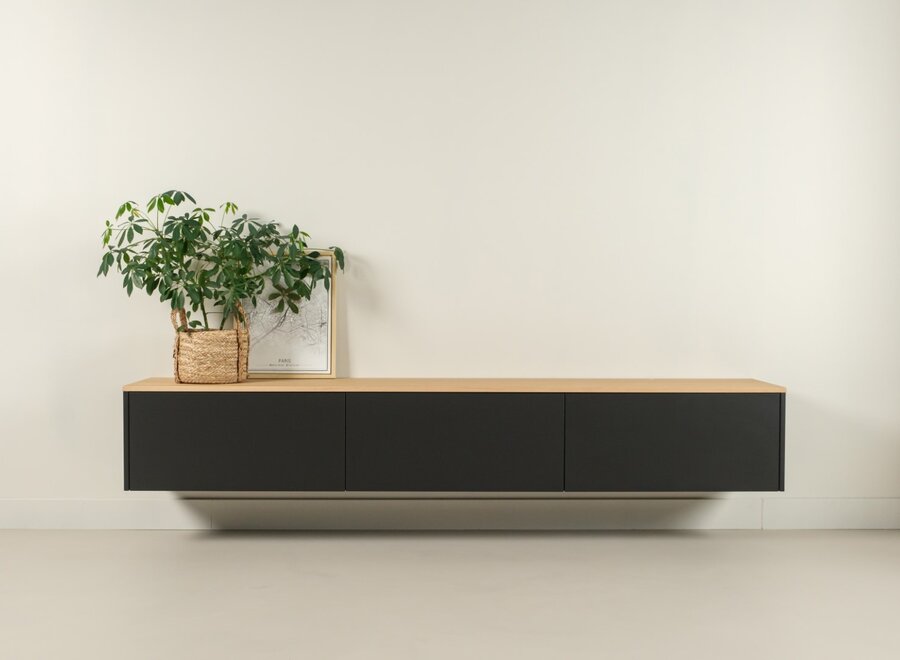 Ambiance Tv meubel met 3 kleppen met eiken blad lengte 240 cm - Voorraadmodel 39