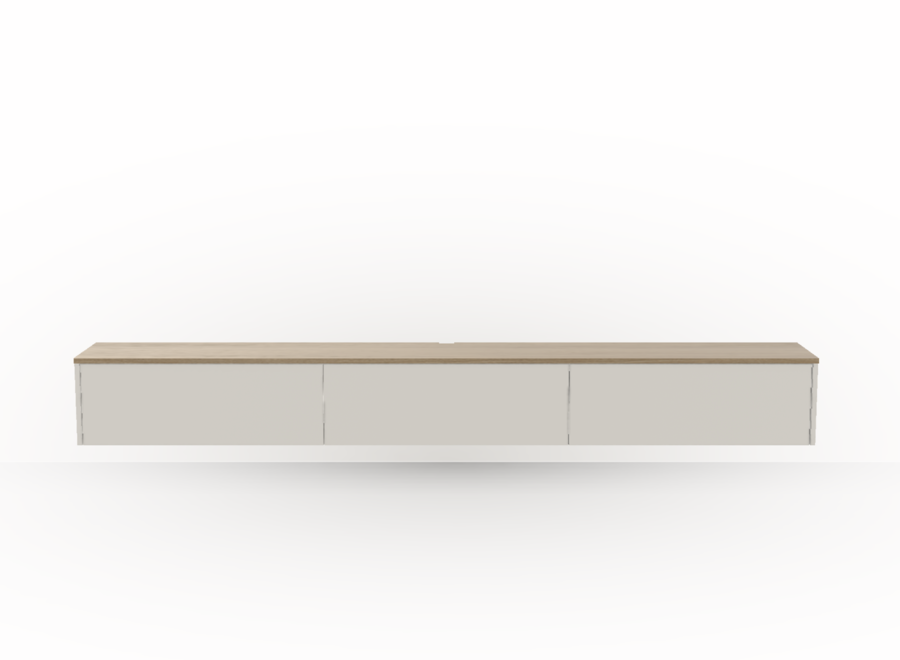 Style tv-meubel 275cm cotton taupe met eiken blad - voorraadmodel  15910