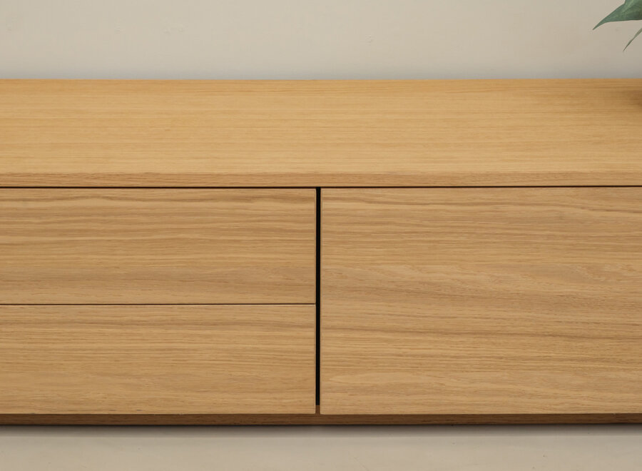 Ambiance tv-meubel 160cm  naturel eiken met dubbele lade op plint - voorraadmodel 202