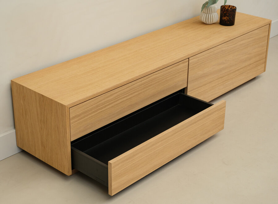 Ambiance tv-meubel 160cm  naturel eiken met dubbele lade op plint - voorraadmodel 202