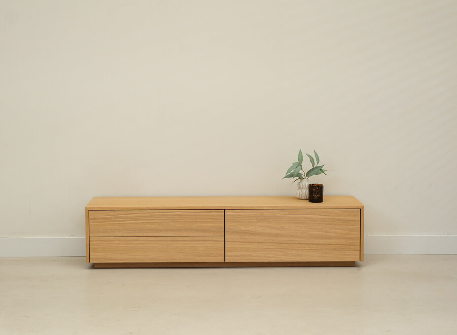 Ambiance tv-meubel 160cm  naturel eiken met dubbele lade op plint - voorraadmodel 202