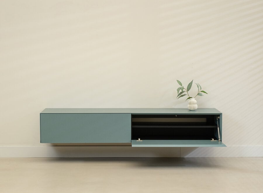 Excellent tv-meubel 180cm blauw met ribbelfronten - voorraadmodel 212
