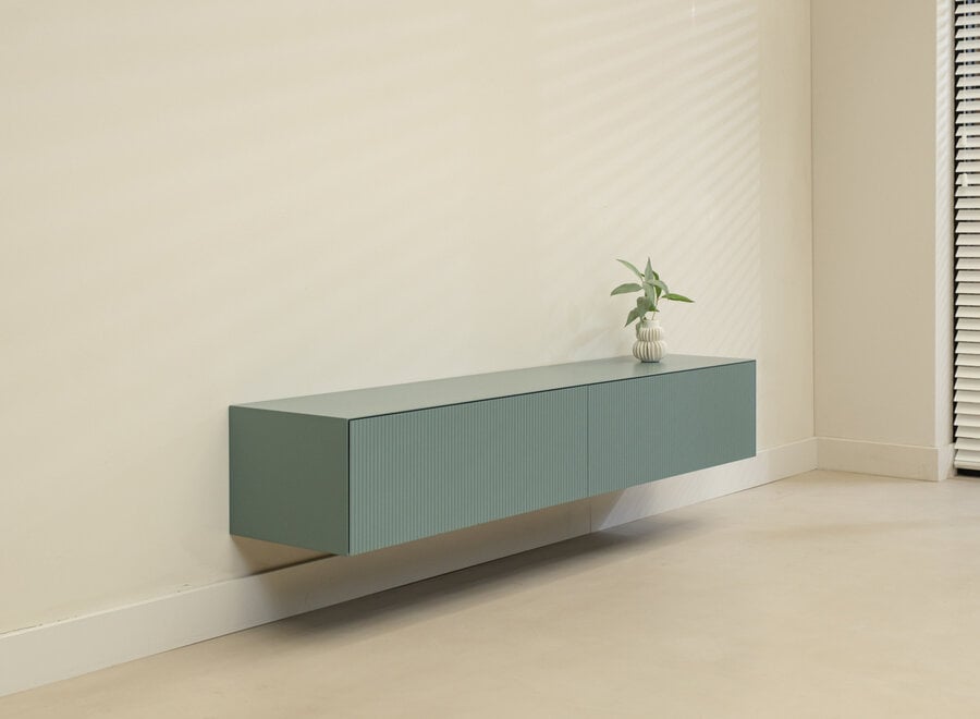 Excellent tv-meubel 180cm blauw met ribbelfronten - voorraadmodel 212