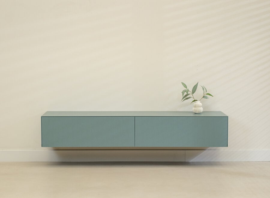 Excellent tv-meubel 180cm blauw met ribbelfronten - voorraadmodel 212