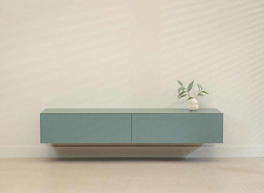 Excellent tv-meubel 180cm blauw met ribbelfronten - voorraadmodel 212