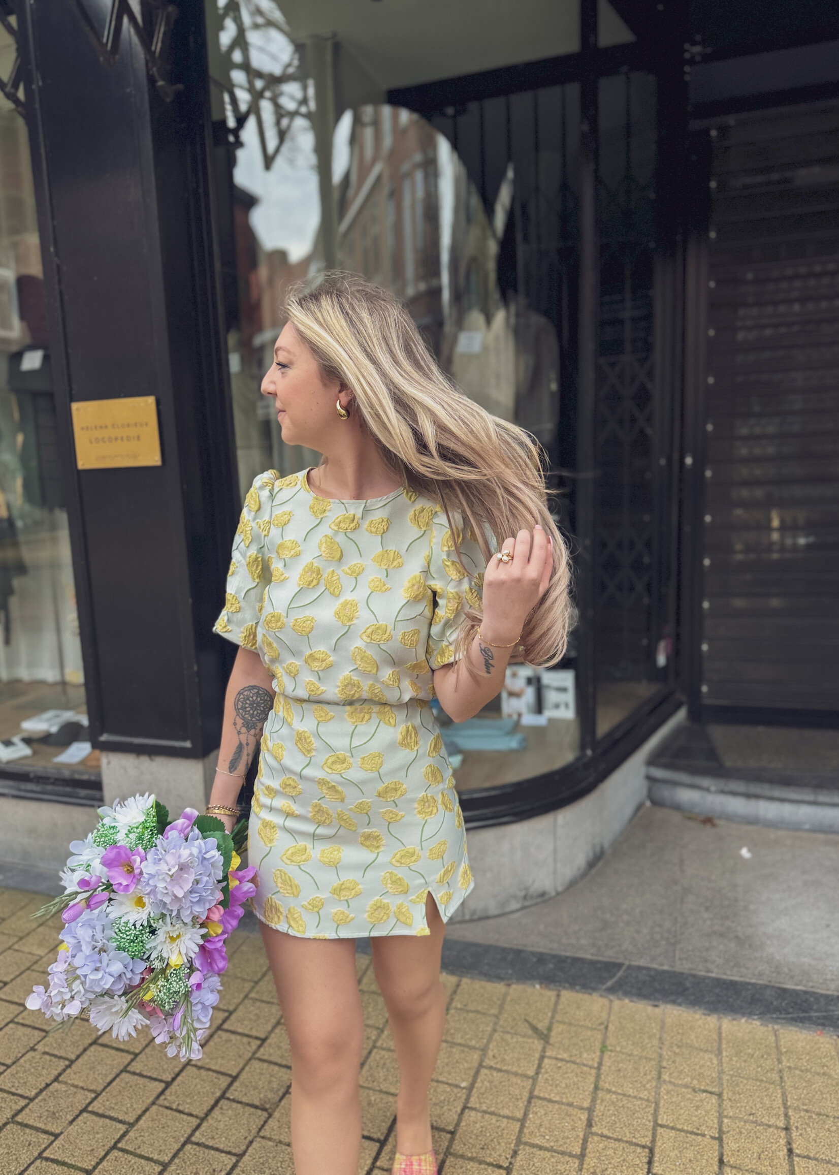 Kyla Skirt - Yellow Flower Print