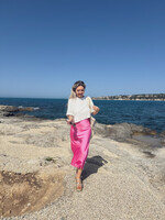 Augusta Long Satin Skirt - Pink