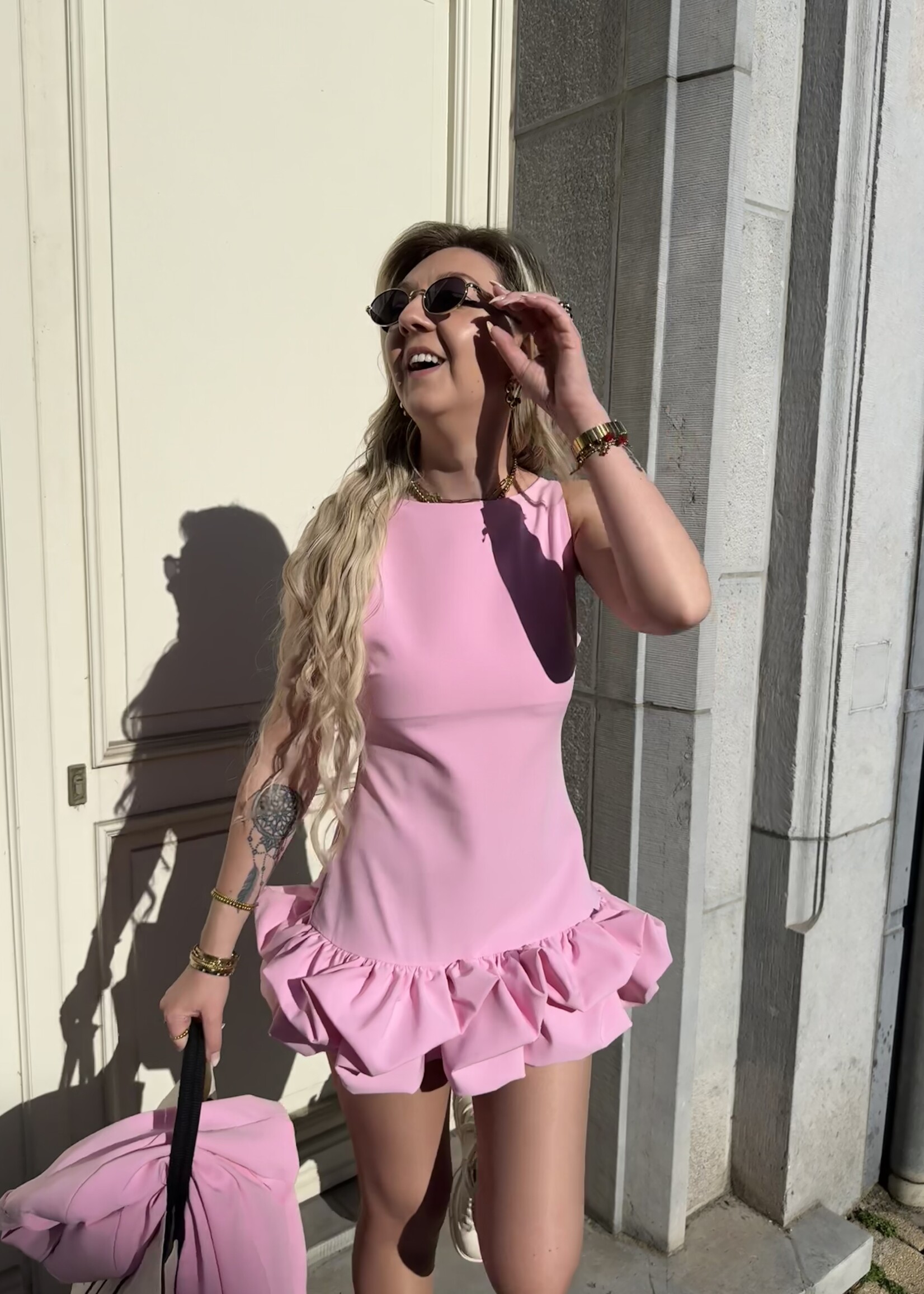 Skort dress met ruffles - Pink SIZE M/L
