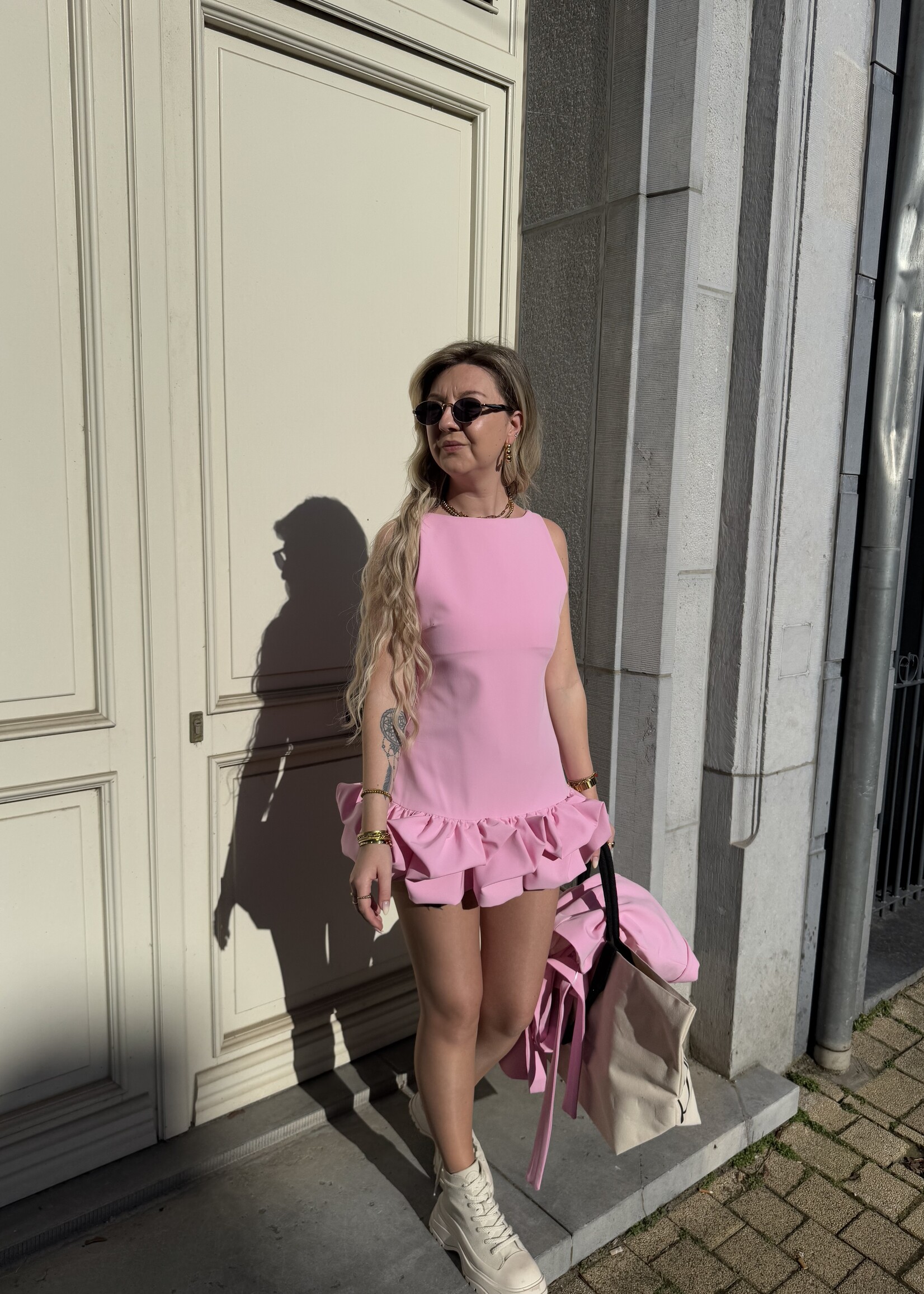 Skort dress met ruffles - Pink SIZE M/L
