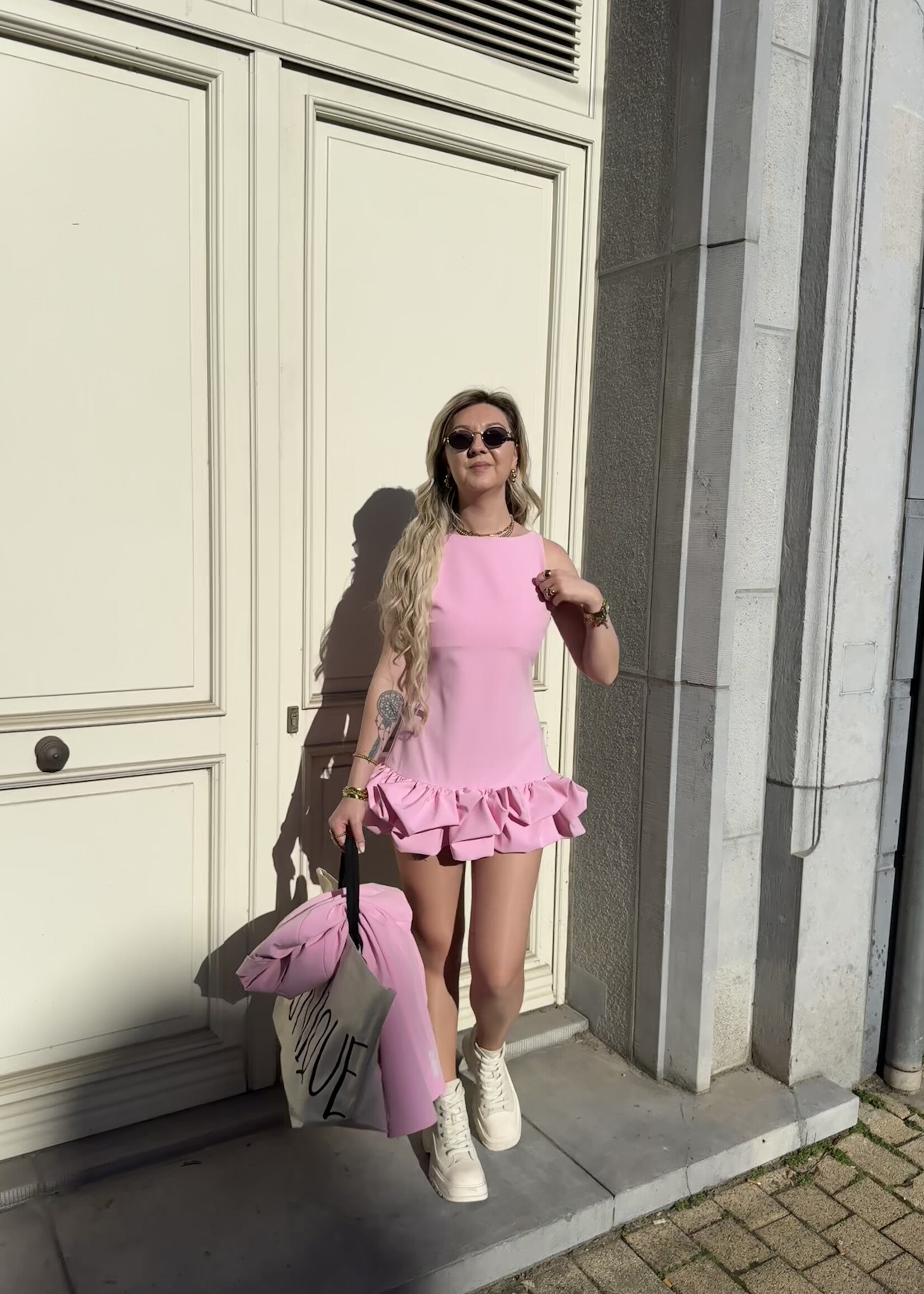 Skort dress met ruffles - Pink SIZE M/L