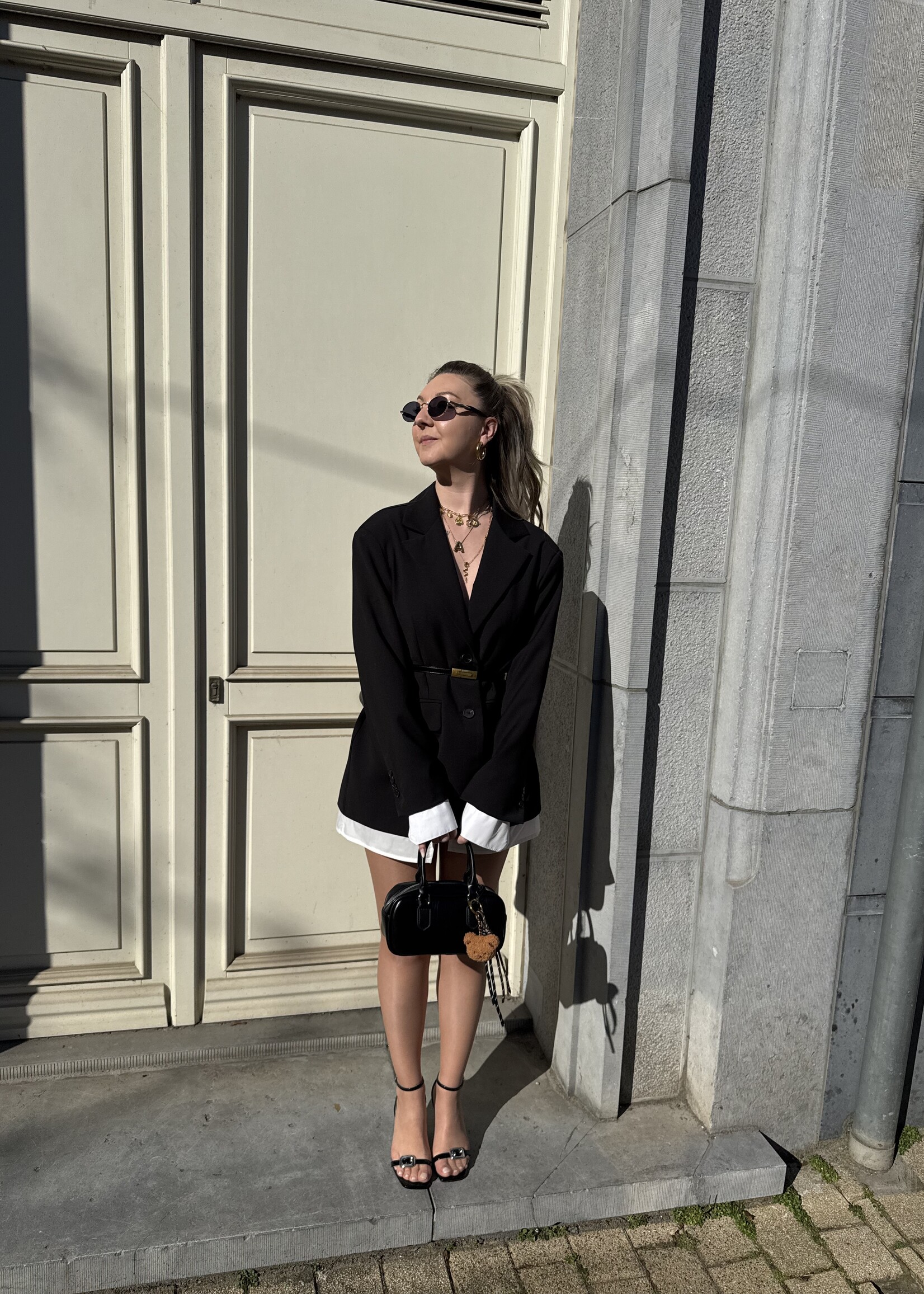 Oversized blazer met shirt under - Black TU